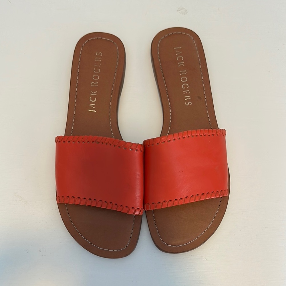 Jack Rogers Women's Bright Red Slide Sandals. Size 8.